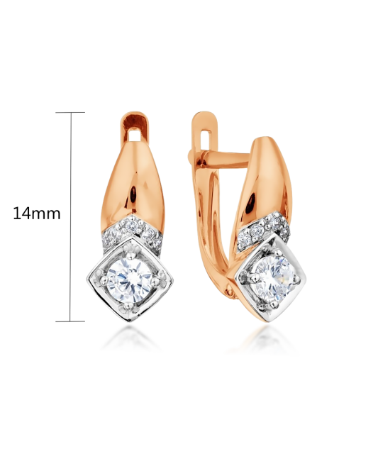Gold earrings with zircons