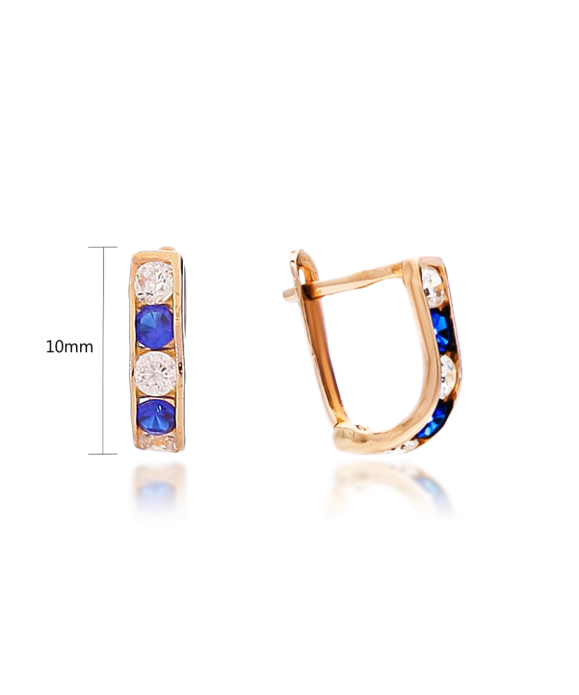 Gold earrings with zircons