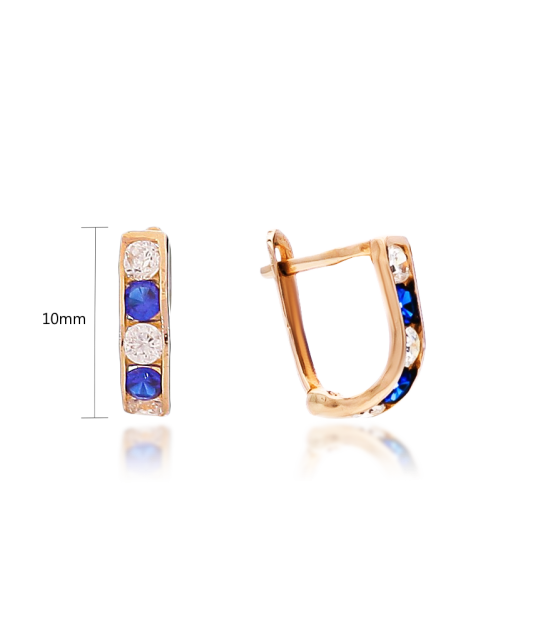 Gold earrings with zircons