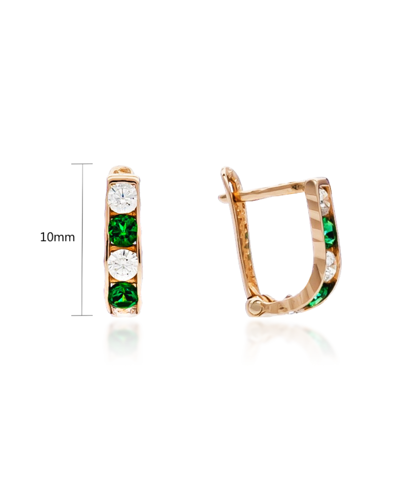 Gold earrings with zircons