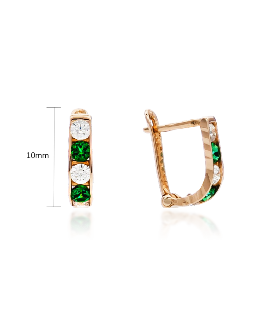 Gold earrings with zircons