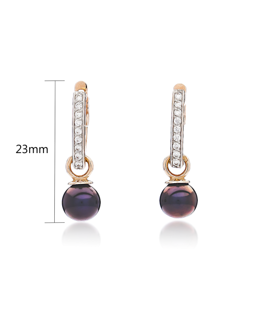 Gold earrings with pearl and zircons