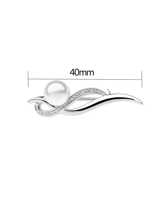 Sidabrinė sagė su perlu ir cirkoniais  - Goldinga