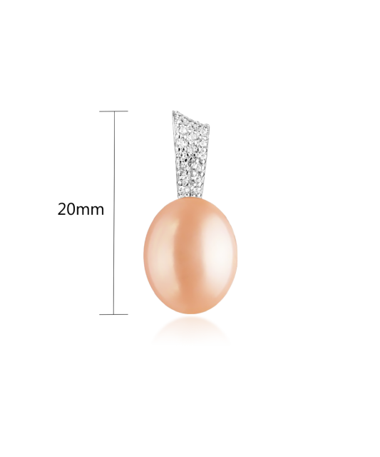 Pearl pendant with zircons and silver