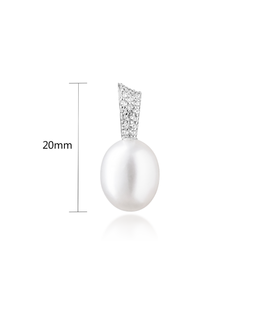 Pearl pendant with zircons and silver