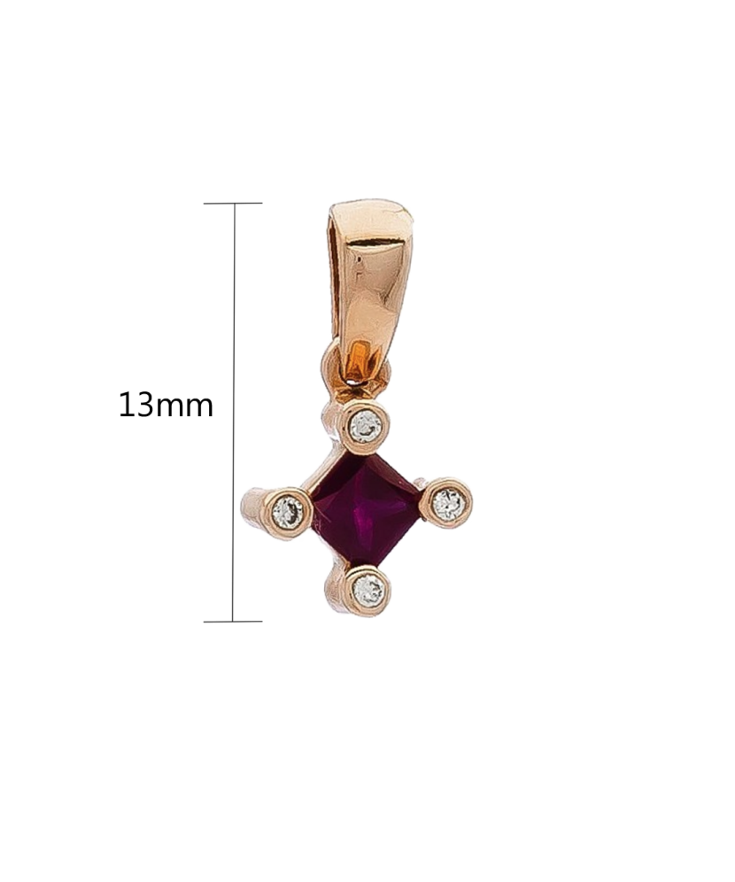 Gold pendant with ruby and diamonds