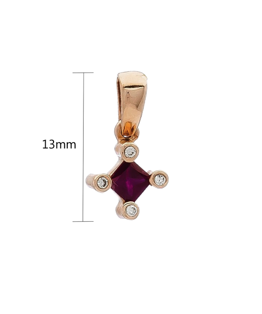 Gold pendant with ruby and diamonds