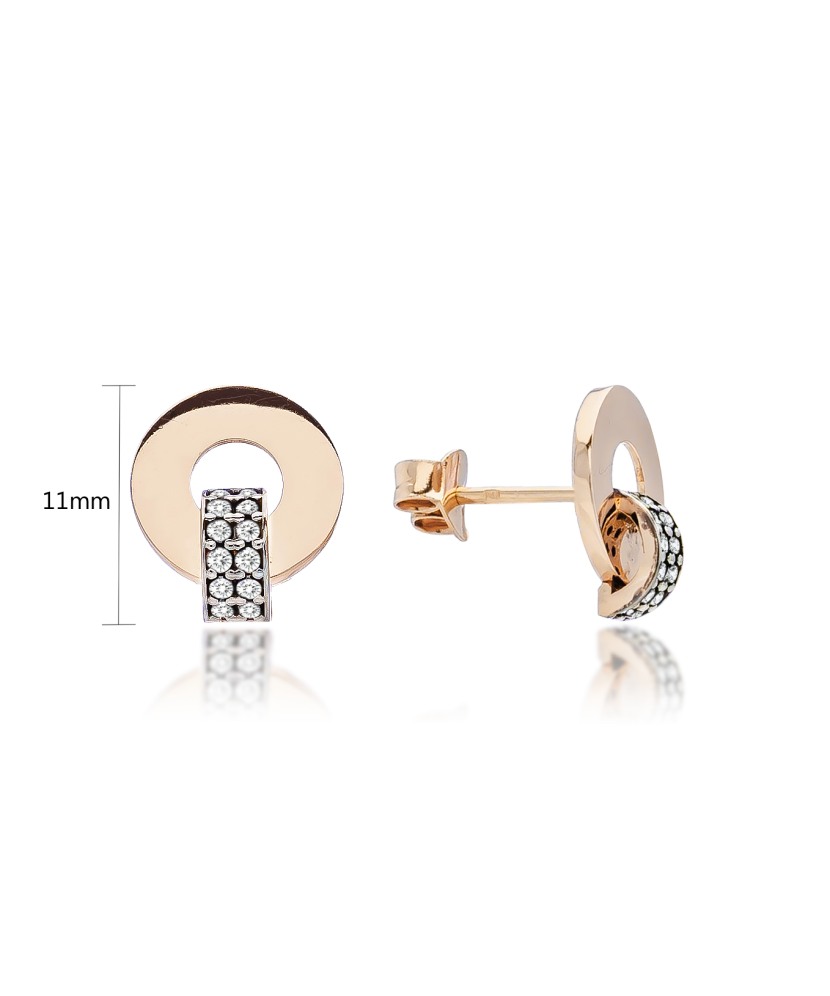 Gold earrings with zirconium