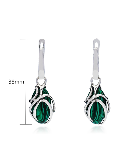 Sterling silver earrings with malachite