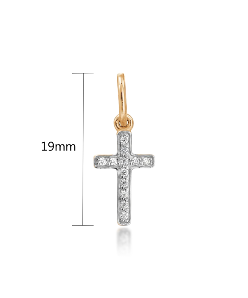Gold pendant with zircons "cross"