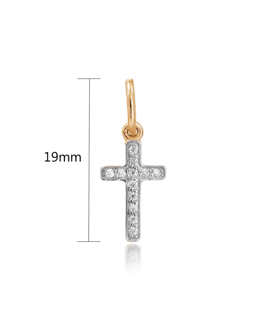 Gold pendant with zircons "cross"