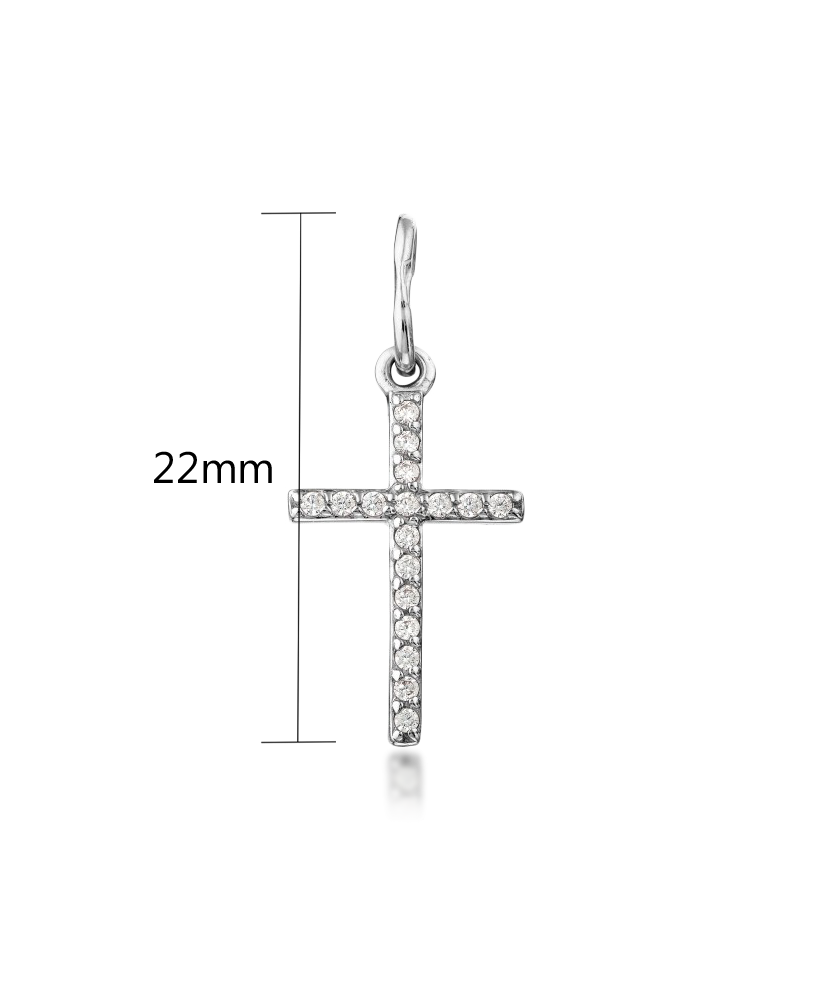 White gold pendant with zircons "cross"