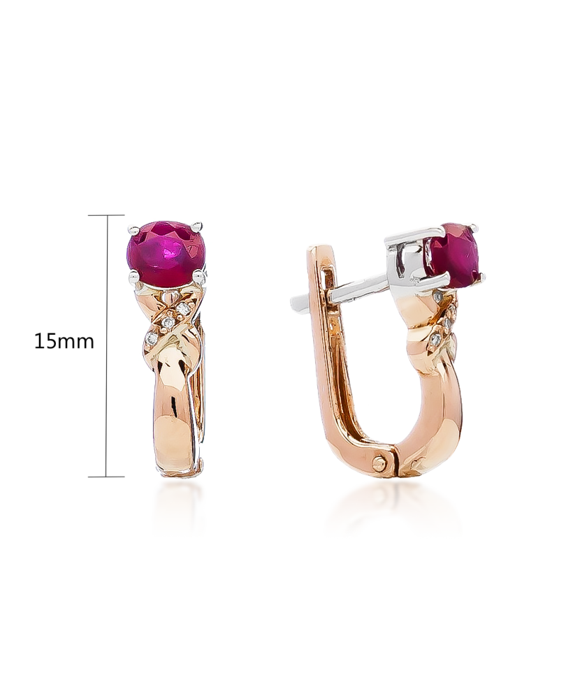 Gold earrings with rubies and diamonds