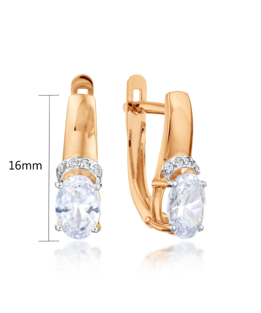 Gold earrings with zirconium