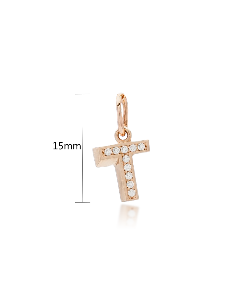 Auksinis pakabukas su cirkoniais raidė "T"  - Goldinga