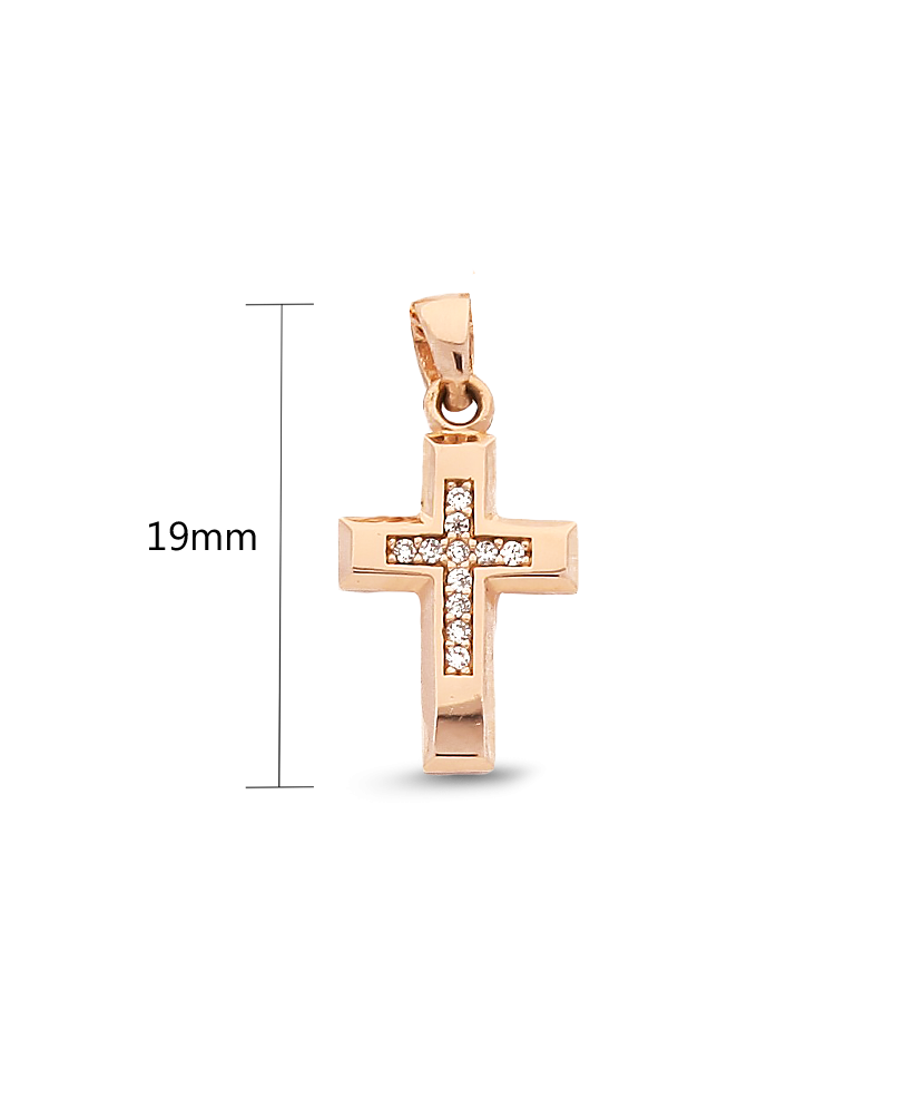 Gold pendant with zircons "cross"
