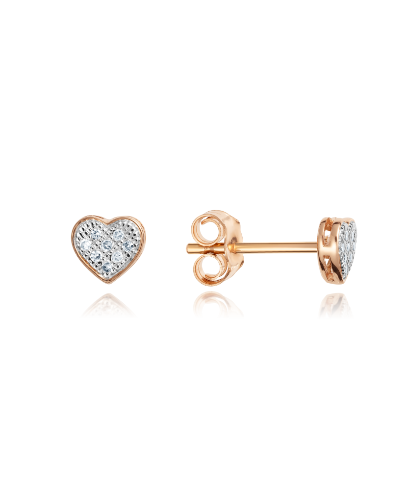 Gold earrings with diamonds "Heart"