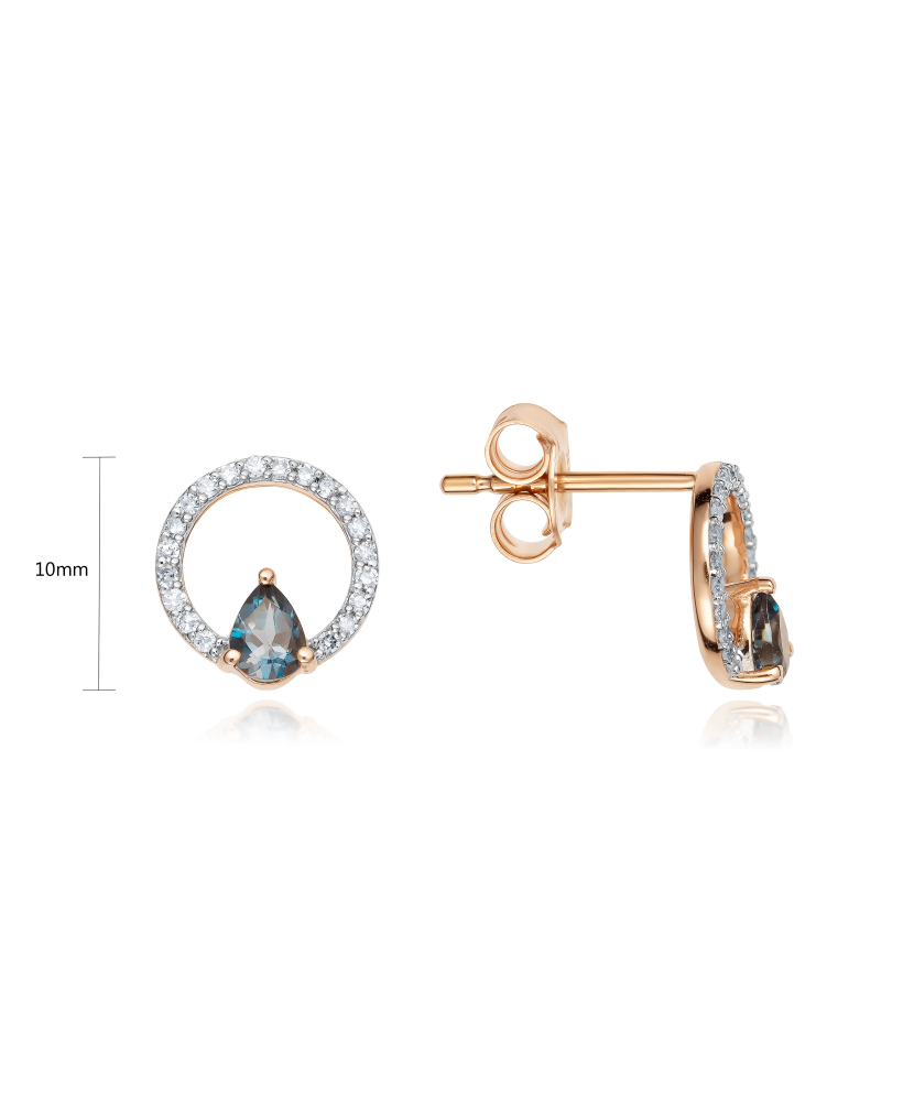Gold earrings with London topazes and diamonds