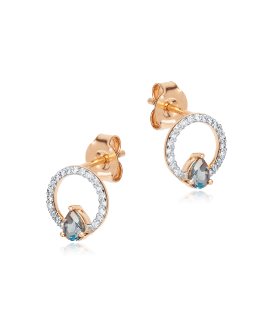 Gold earrings with London topazes and diamonds
