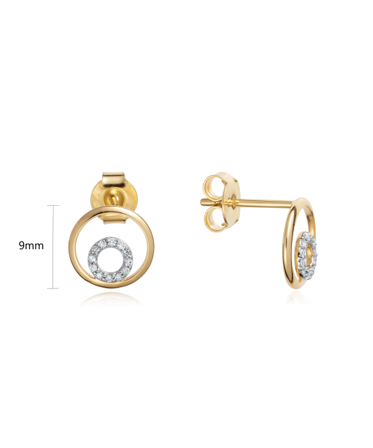 Keltaiset kultaiset korvakorut timanteilla