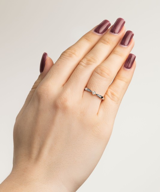 White gold ring with diamonds