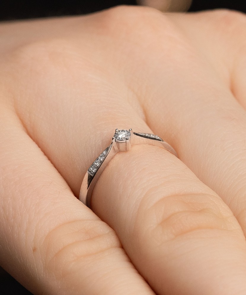 White gold ring with diamonds