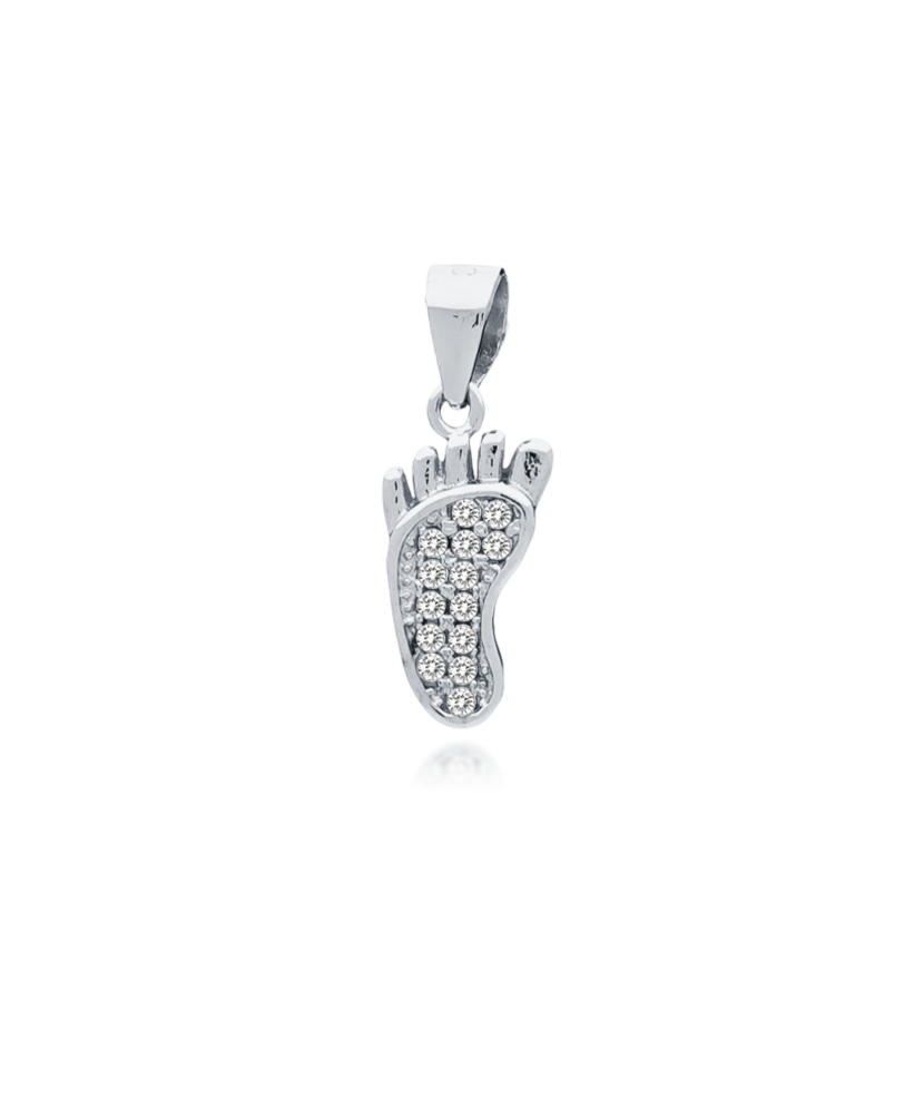 Sterling silver pendant with zircons "foot"