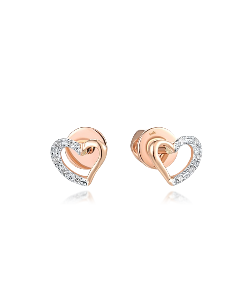 Gold earrings with diamonds "Heart"