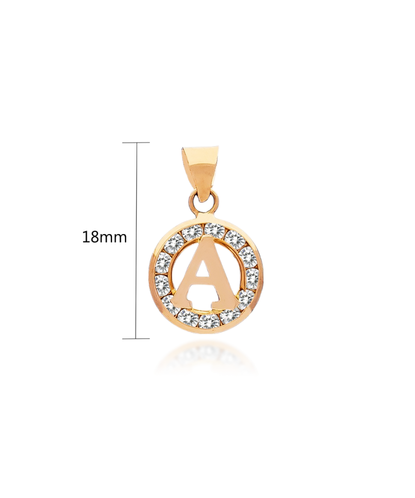 Gold pendant with zircons Letter A