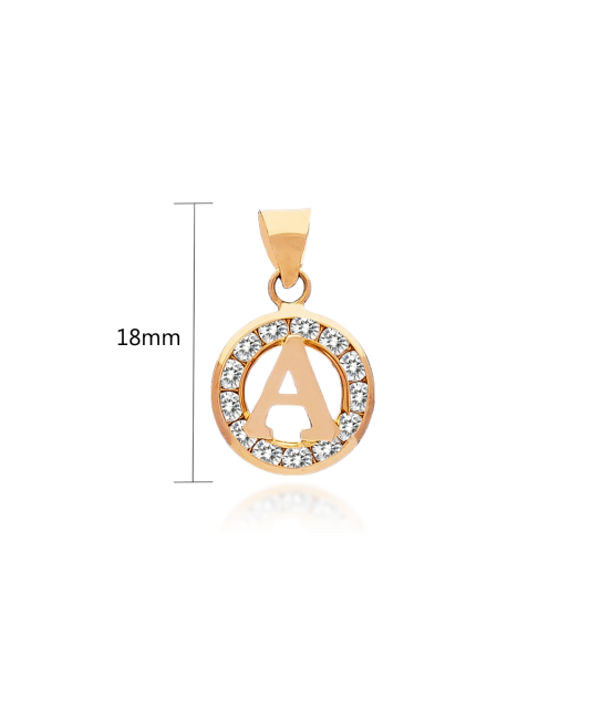 Gold pendant with zircons Letter A