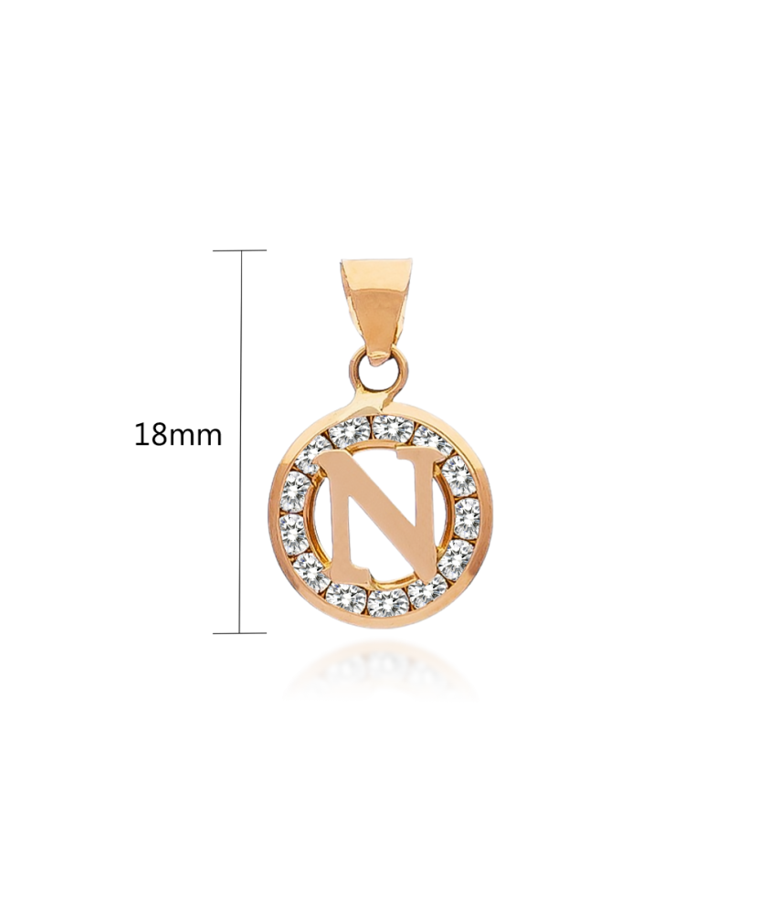 Gold pendant with zircons Letter N