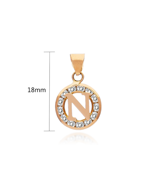 Gold pendant with zircons Letter N