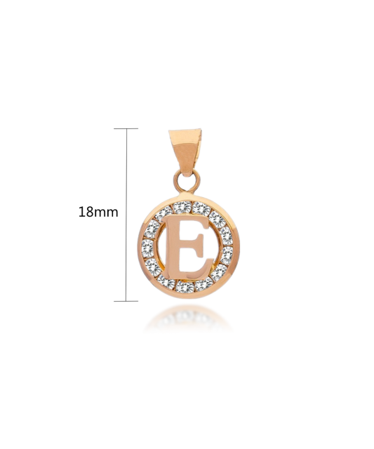 Gold pendant with zircons Letter E