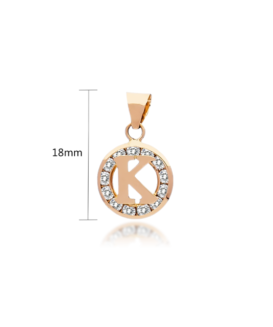 Gold pendant with zircons Letter K