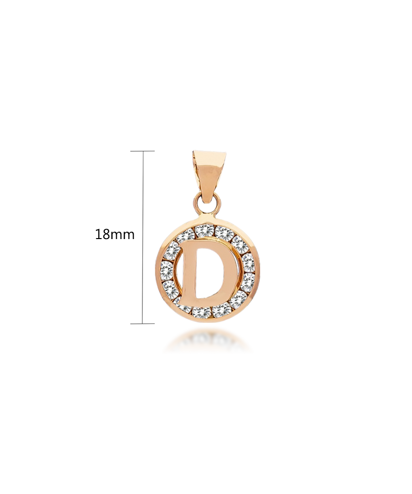 Gold pendant with zircons Letter D