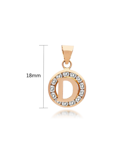 Gold pendant with zircons Letter D