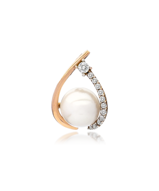 Gold Pearl Pendant and zircons