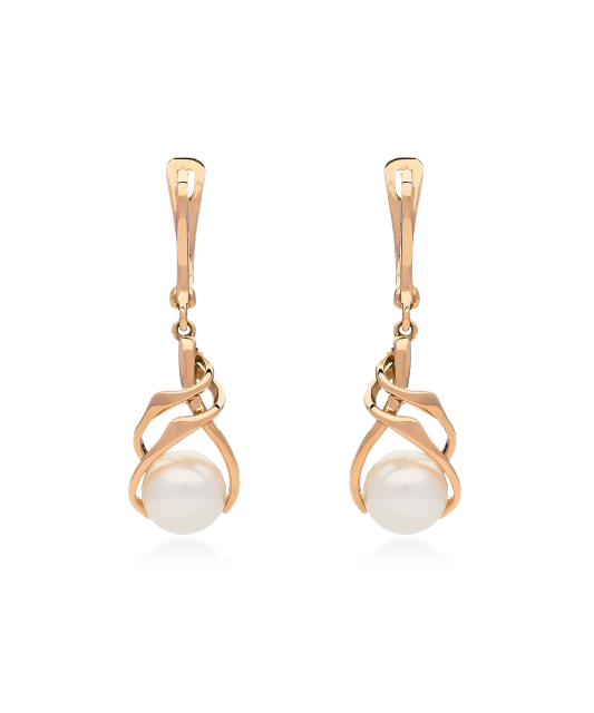 Auksiniai auskarai su perlais  - Goldinga