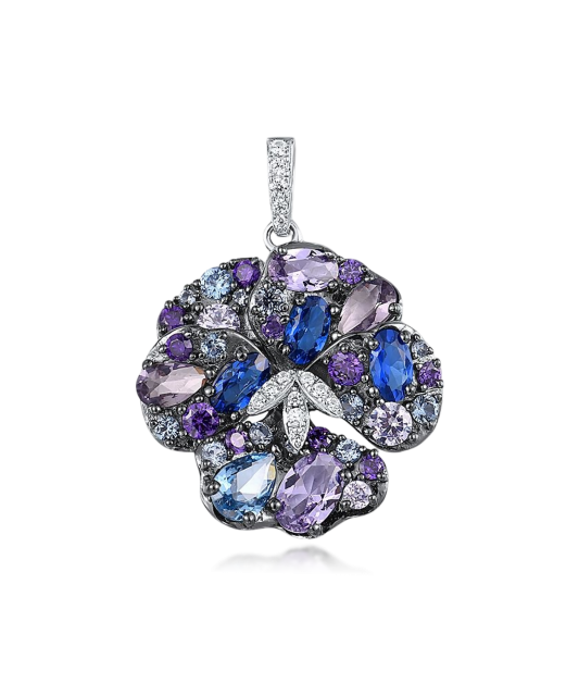 Sterling Silver pendant with spinels and zircons