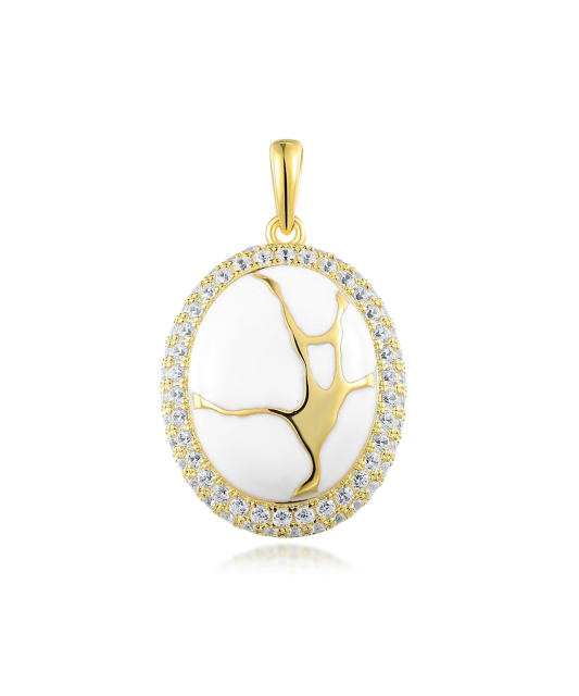 Gilded Sterling Silver pendant with zircons and enamel
