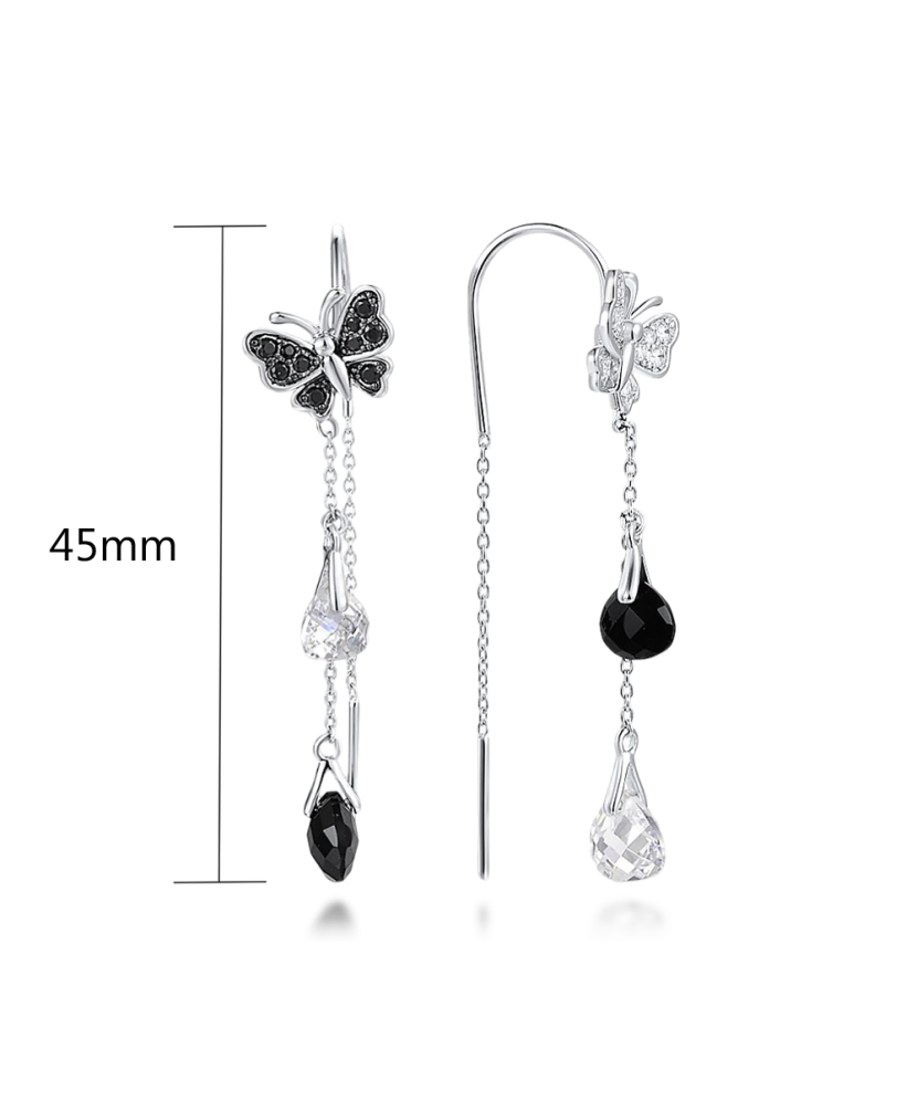 Sterling silver earrings with onyx and zircons gold plated