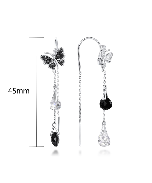 Sterling silver earrings with onyx and zircons gold plated