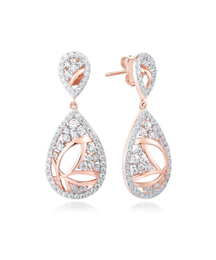 Gilded sterling silver earrings with zircons