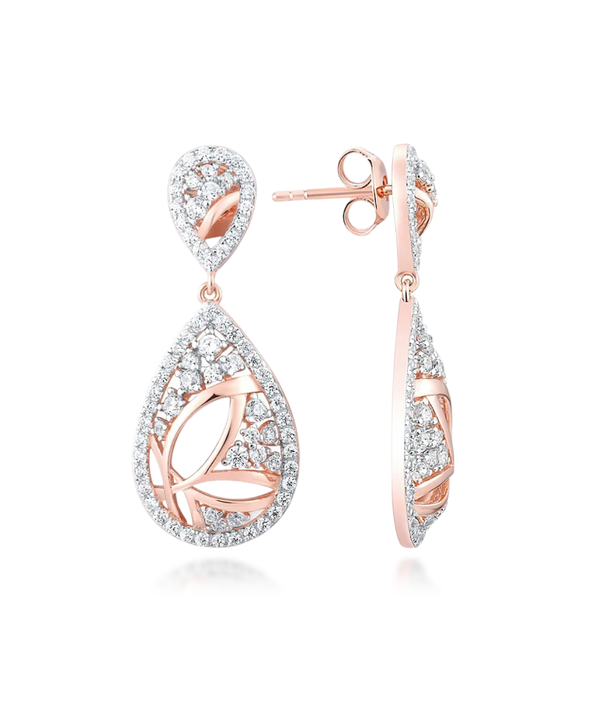 Gilded sterling silver earrings with zircons