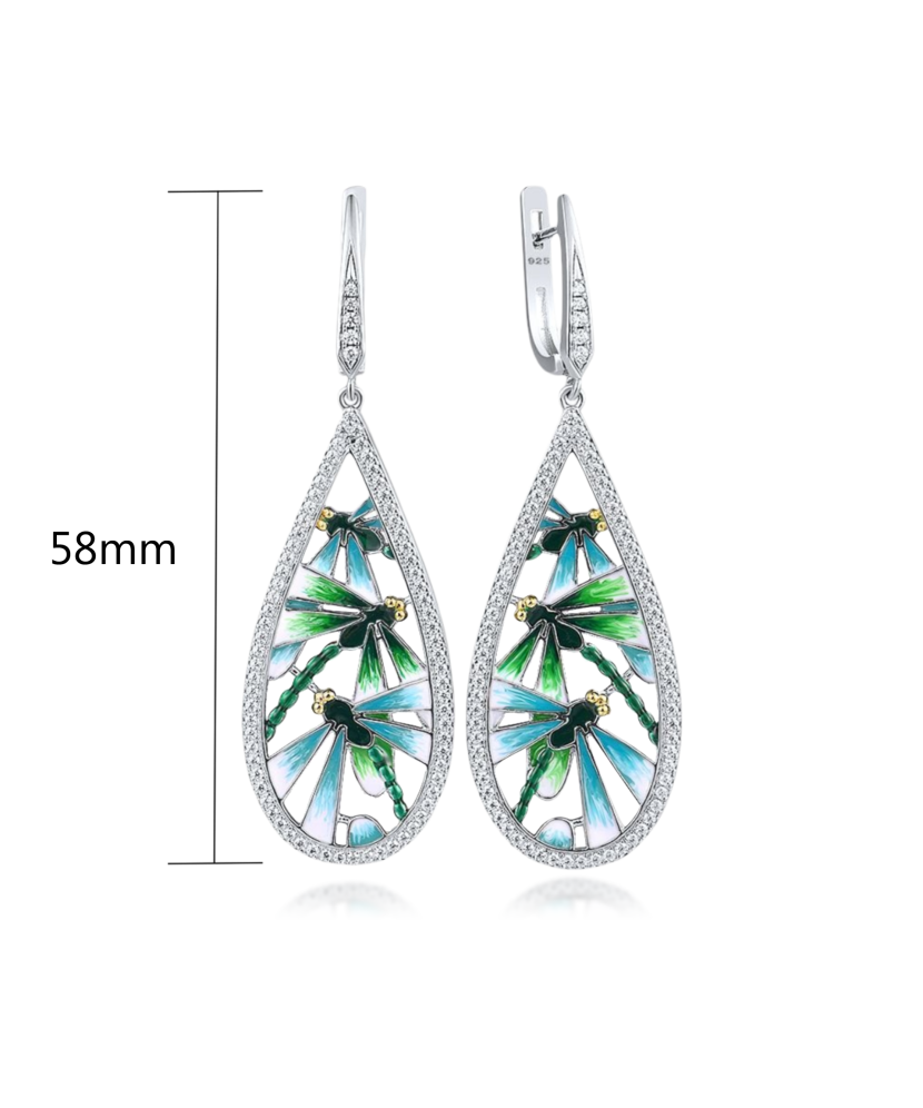 Sterling silver earrings with zircons and enamel