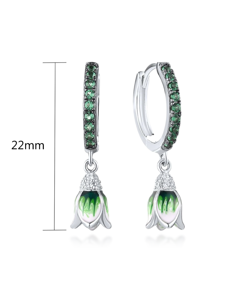 Steriling Silver earrings with spinels and enamel