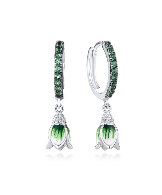 Steriling Silver earrings with spinels and enamel