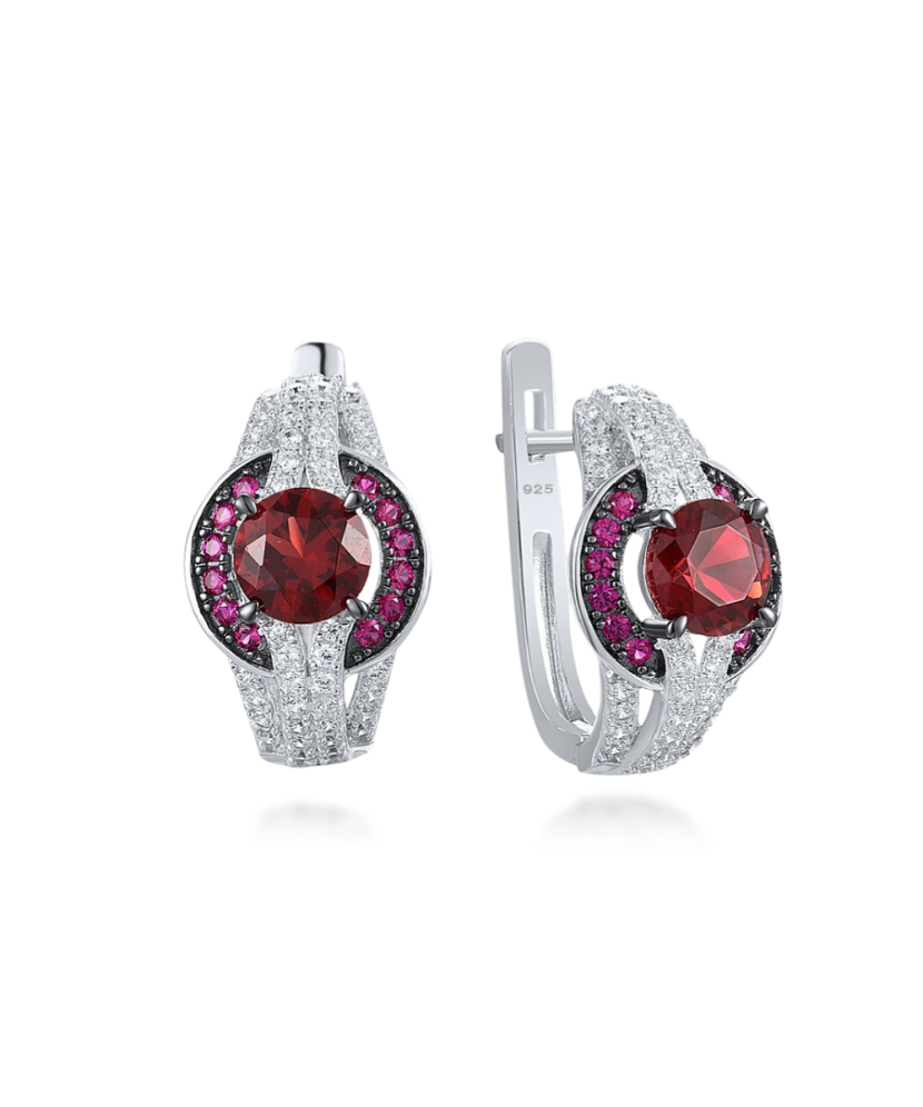 Sterling Silver earrings with nano rubies and zircons