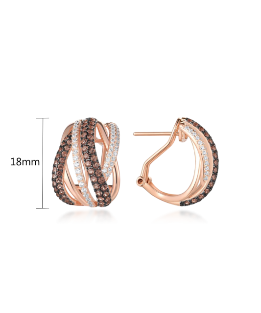 Gilded sterling silver earrings with zircons and spinels