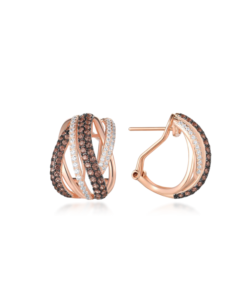 Gilded sterling silver earrings with zircons and spinels